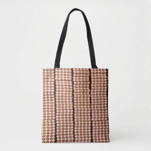 Bruin en wit retro tote bag (Voorkant)