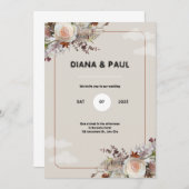 Bruin en wit rustieke bruiloft uitnodiging (Voorkant / Achterkant)
