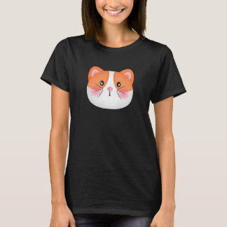 Bruin en wit Schattige Cat Face T-shirt
