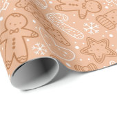 Bruin en Wit Schattige Modern Kerstmis Cadeaupapier (Rol Hoek)