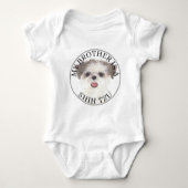 Bruin en wit Shih Tzu Brother Romper (Voorkant)