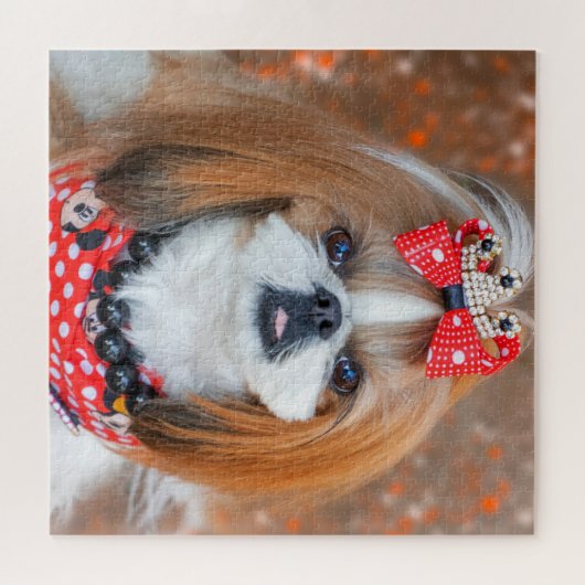 Bruin en wit sjiiet Tzu puppy Dog Legpuzzel (Horizontaal)