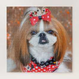 Bruin en wit sjiiet Tzu puppy Dog Legpuzzel