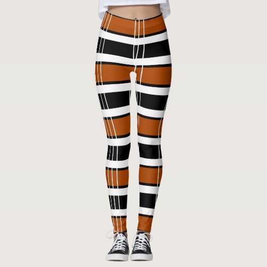 Bruin en wit speldenbruin leggings (Voorkant)
