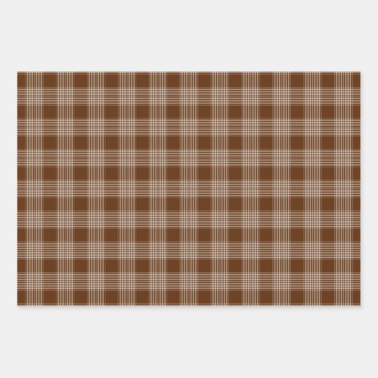 Bruin en wit Tartanpatroonpatronen Inpakpapier Vel (Voorkant)