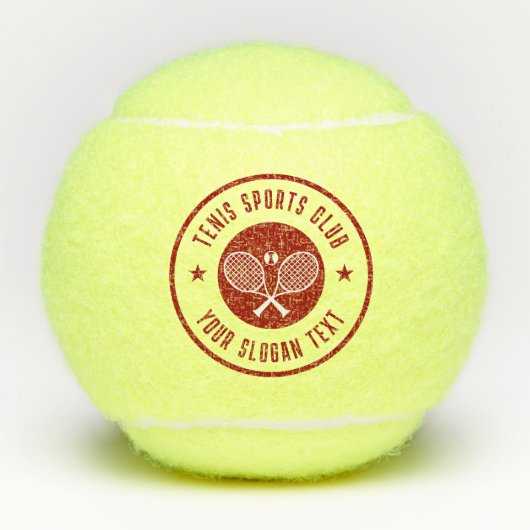 Bruin en wit Tennis Theme Club Naam Tennisballen (Voorkant)