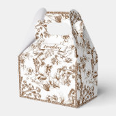 Bruin en wit Toile de Jouy Vrijgezellenfeest Bedankdoosjes (Voorkant Zijde)