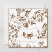 Bruin en wit Toile de Jouy Vrijgezellenfeest Bedankkaart (Voorkant)