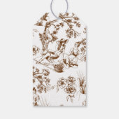 Bruin en wit Toile de Jouy Vrijgezellenfeest Cadeaulabel (Achterkant)