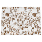 Bruin en wit Toile de Jouy Vrijgezellenfeest Groot Cadeauzakje (Voorkant)