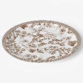 Bruin en wit Toile de Jouy Vrijgezellenfeest Papieren Bordje (Gekanteld)