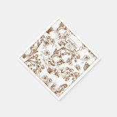 Bruin en wit Toile de Jouy Vrijgezellenfeest Servet (Hoek)