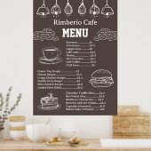 Bruin en Wit Vintage Cafe Zakelijk Voedselmenu Poster (Keuken)