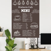 Bruin en Wit Vintage Cafe Zakelijk Voedselmenu Poster (Thuiskantoor)