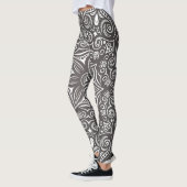 Bruin en wit whimsical Patroon Leggings (Links)