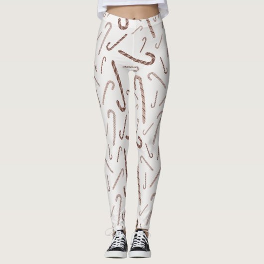 Bruin- en witkanaalpatroon leggings (Voorkant)