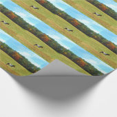 Bruin- en witpaard, herfstbomen, blauwe hemel cadeaupapier (Hoek)