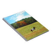Bruin- en witpaard, herfstbomen, blauwe hemel notitieboek (Rechterzijde)