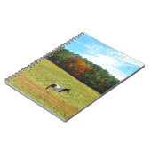 Bruin- en witpaard, herfstbomen, blauwe hemel notitieboek (Linkerzijde)