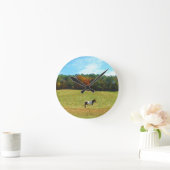 Bruin- en witpaard, herfstbomen, blauwe hemel ronde klok (Huis)