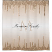 bruin - en witte aangepaste naam glitter douchegordijn (Voorkant)