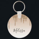 bruin - en witte aangepaste naam glitter sleutelhanger<br><div class="desc">elegante mousserende glitter druipt met monogram tekst.</div>