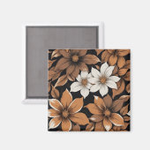 Bruin en witte bloem patroon magneet (Voorkant / Achterkant)