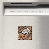 Bruin en witte bloem patroon magneet (Insitu (Vaatwasser))