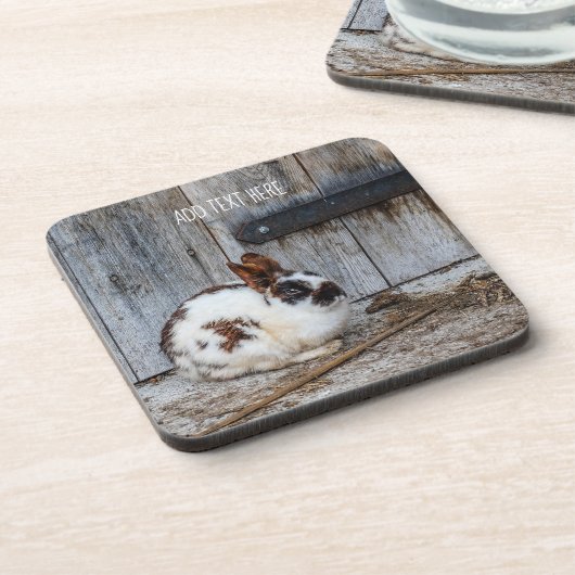 Bruin en witte bondskonijn op het Boerderij Bier Onderzetter (Linkerzijde)