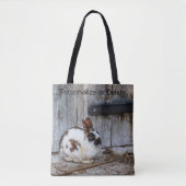 Bruin en witte bondskonijn op het Boerderij Tote Bag (Voorkant)