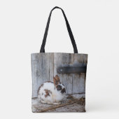 Bruin en witte bondskonijn op het Boerderij Tote Bag (Achterkant)