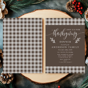 Bruin En Witte Buffalo Check Thanksgiving Dinner Kaart