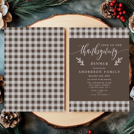 Bruin En Witte Buffalo Check Thanksgiving Dinner Kaart