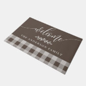 Bruin En Witte Buffalo Check Welkom Personaliseer Deurmat (Schuin)