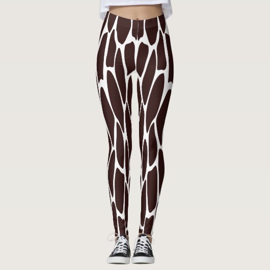 Bruin en Witte Giraffe Print Patroon Leggings (Voorkant)