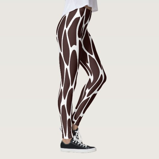 Bruin en Witte Giraffe Print Patroon Leggings (Rechts)