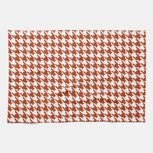 Bruin en Witte Houndstooth Check Theedoek (Horizontaal)