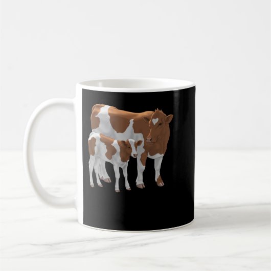 Bruin- en Witte Koe van Guernsey en Cute Calf Catt Koffiemok (Links)