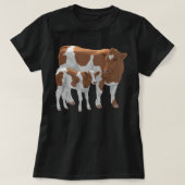Bruin- en Witte Koe van Guernsey en Cute Calf Catt T-shirt (Design voorkant)