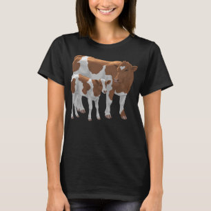 Bruin- en Witte Koe van Guernsey en Cute Calf Catt T-shirt