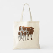 Bruin- en Witte Koe van Guernsey en Cute Calf Catt Tote Bag (Achterkant)