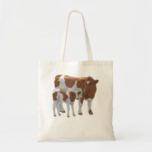 Bruin- en Witte Koe van Guernsey en Cute Calf Catt Tote Bag