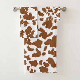 Bruin en witte Koeienhuid Bad Handdoek
