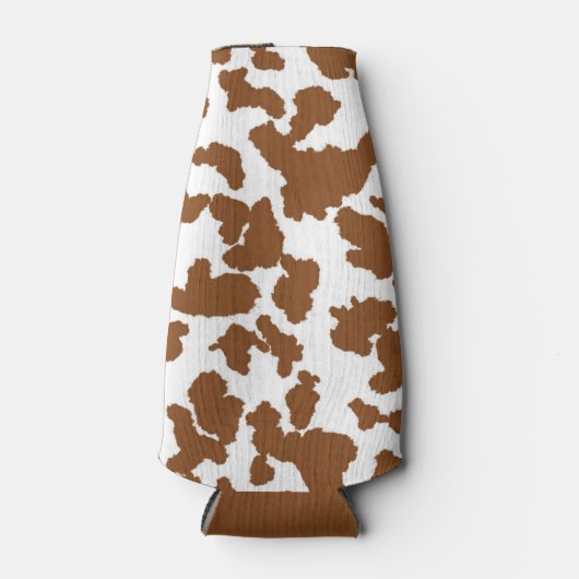 Bruin en witte Koeienhuid Flesjeskoeler (Voorkant)