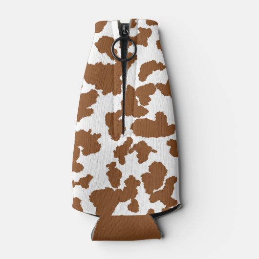 Bruin en witte Koeienhuid Flesjeskoeler (Achterkant)
