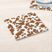 Bruin en witte Koeienhuid Kartonnen Onderzetters (Schuin)