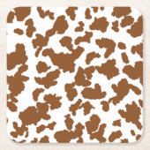 Bruin en witte Koeienhuid Kartonnen Onderzetters (Voorkant)