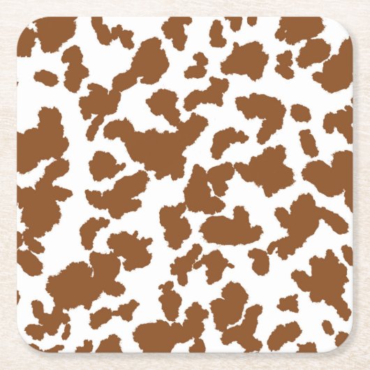 Bruin en witte Koeienhuid Kartonnen Onderzetters (Voorkant)