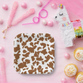 Bruin en witte Koeienhuid Papieren Bordje (Feest)