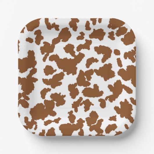 Bruin en witte Koeienhuid Papieren Bordje (Voorkant)